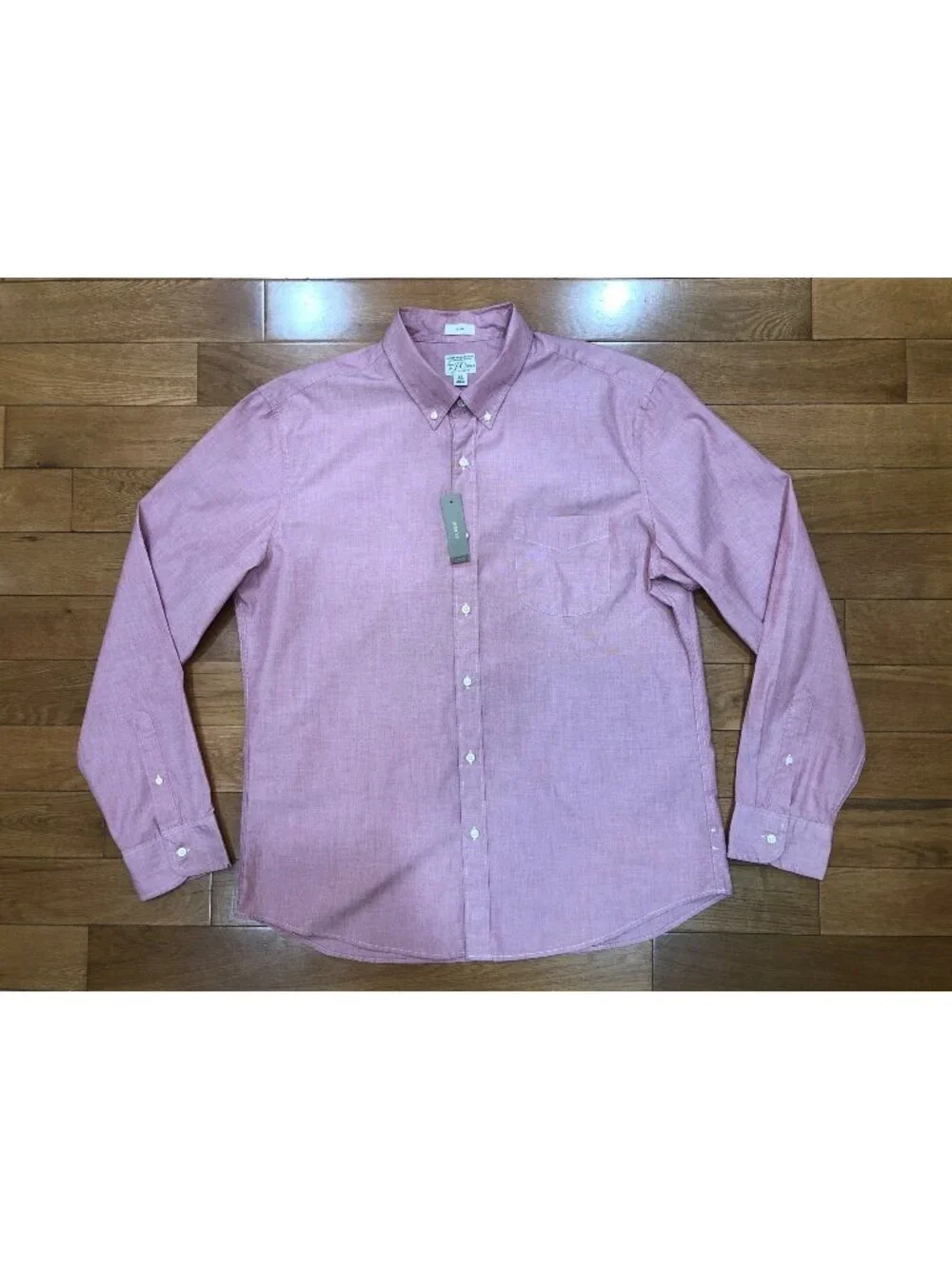NWT J Crew Slim Organic Cotton Stretch Secret Wash Button Front Red Shirt Preppy